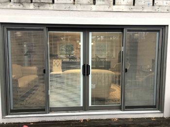 4 panel 12' sliding door with blinds